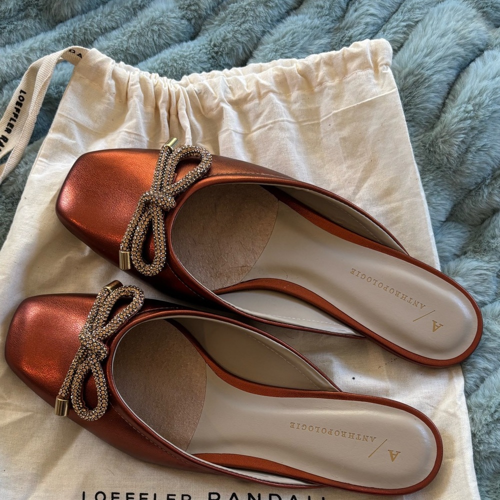 Anthropologie Ballet Flats in Brown/Metallic Copper, sz 7